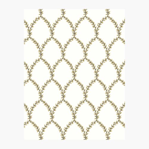 Laurel Wallpaper Sample - Metallic Gold & White