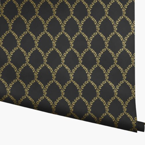 Laurel Wallpaper - Metallic Gold & Black