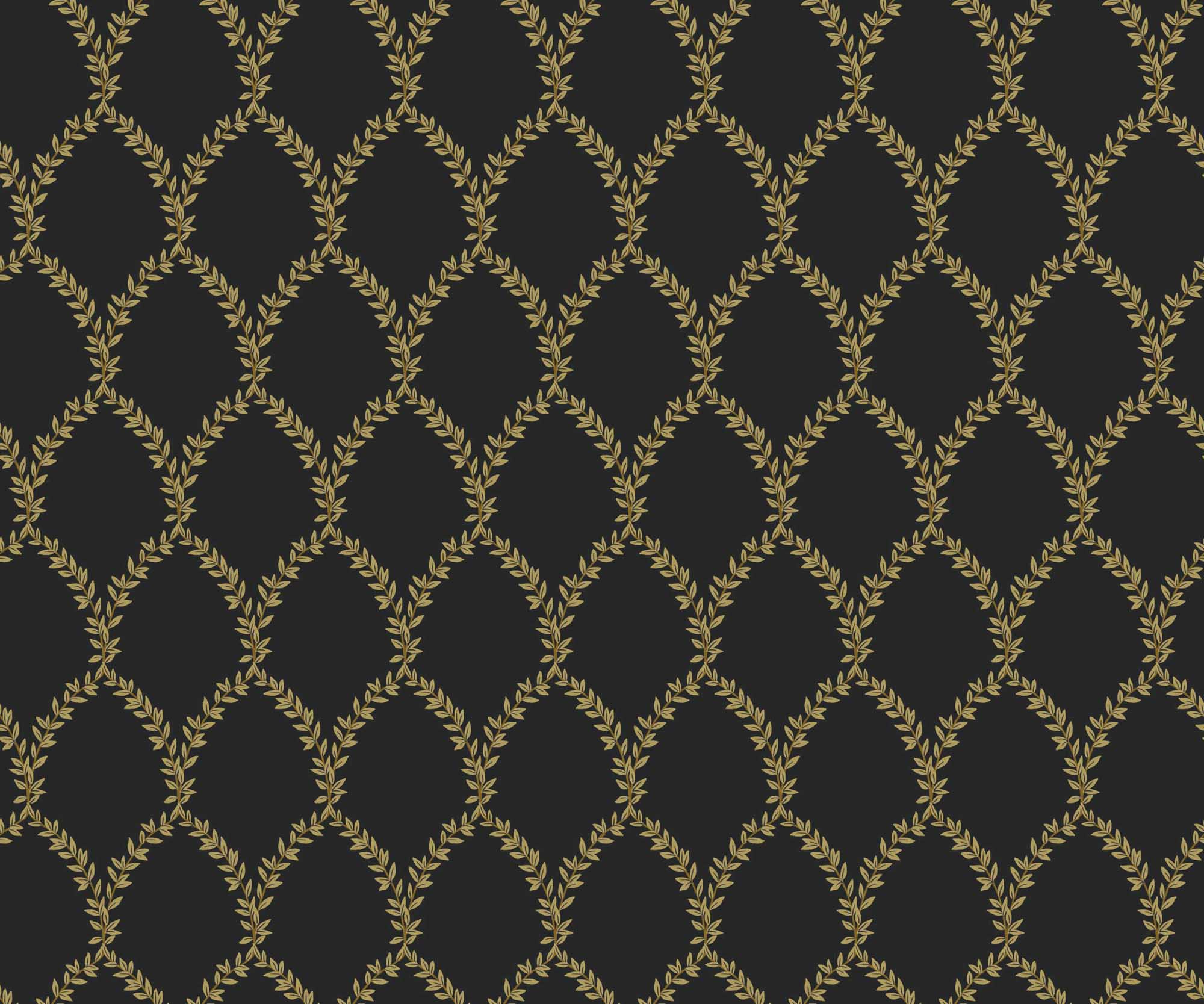 Laurel Wallpaper - Metallic Gold & Black - Image 2