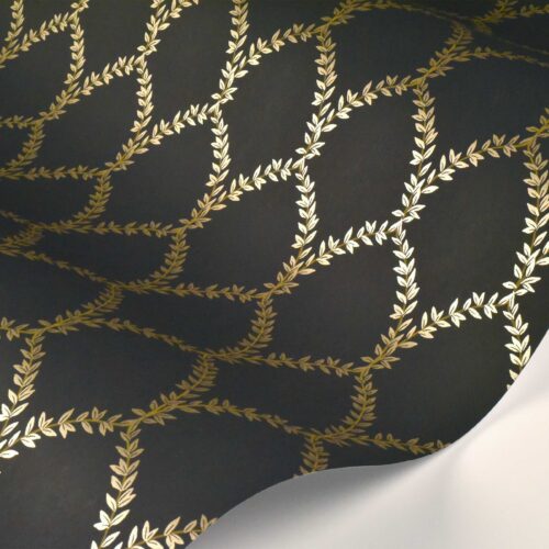 Alternative view of Laurel Wallpaper Sample - Metallic Gold & Black