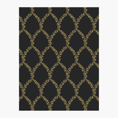 Laurel Wallpaper Sample - Metallic Gold & Black