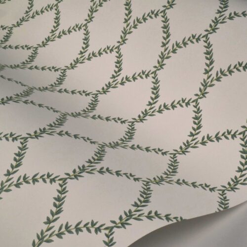 Alternative view of Laurel Wallpaper Sample - Green & White