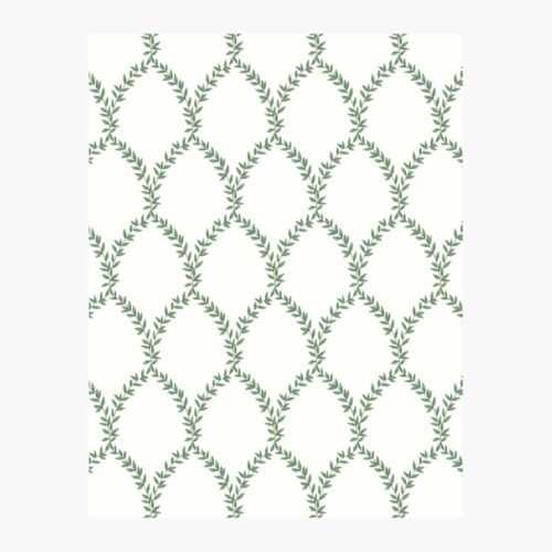 Laurel Wallpaper Sample - Green & White