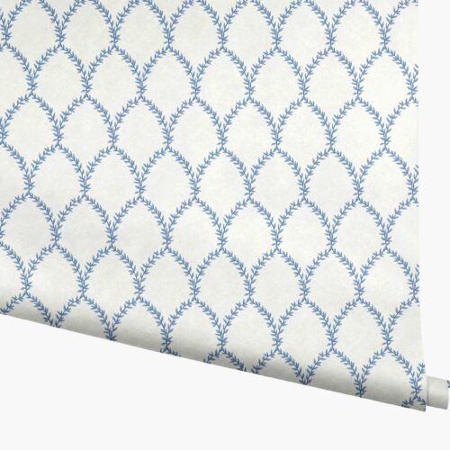 Laurel Wallpaper - Blue & White