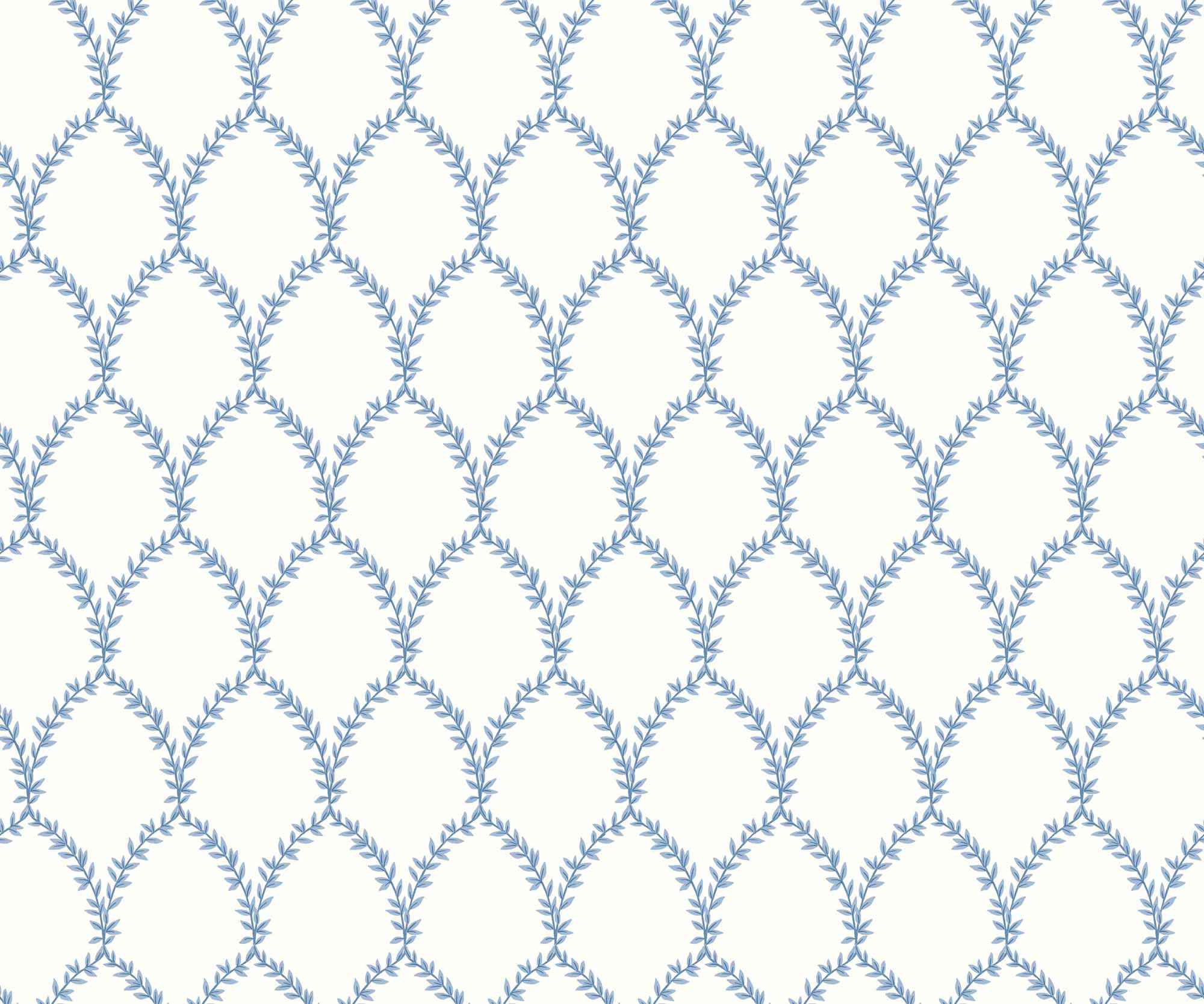 Laurel Wallpaper - Blue & White - Image 2