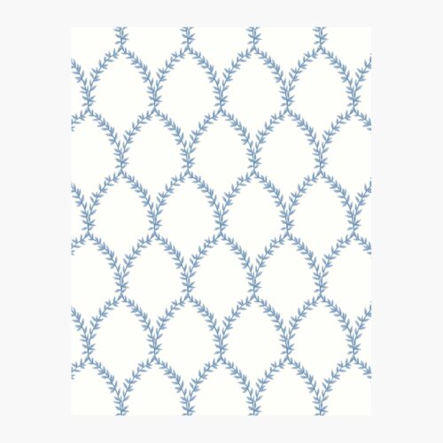 Laurel Wallpaper Sample - Blue & White
