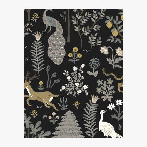 Menagerie Wallpaper Sample - Black