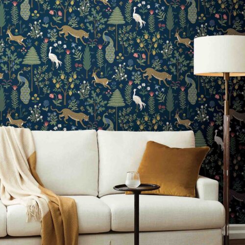 Alternative view of Menagerie Wallpaper - Navy