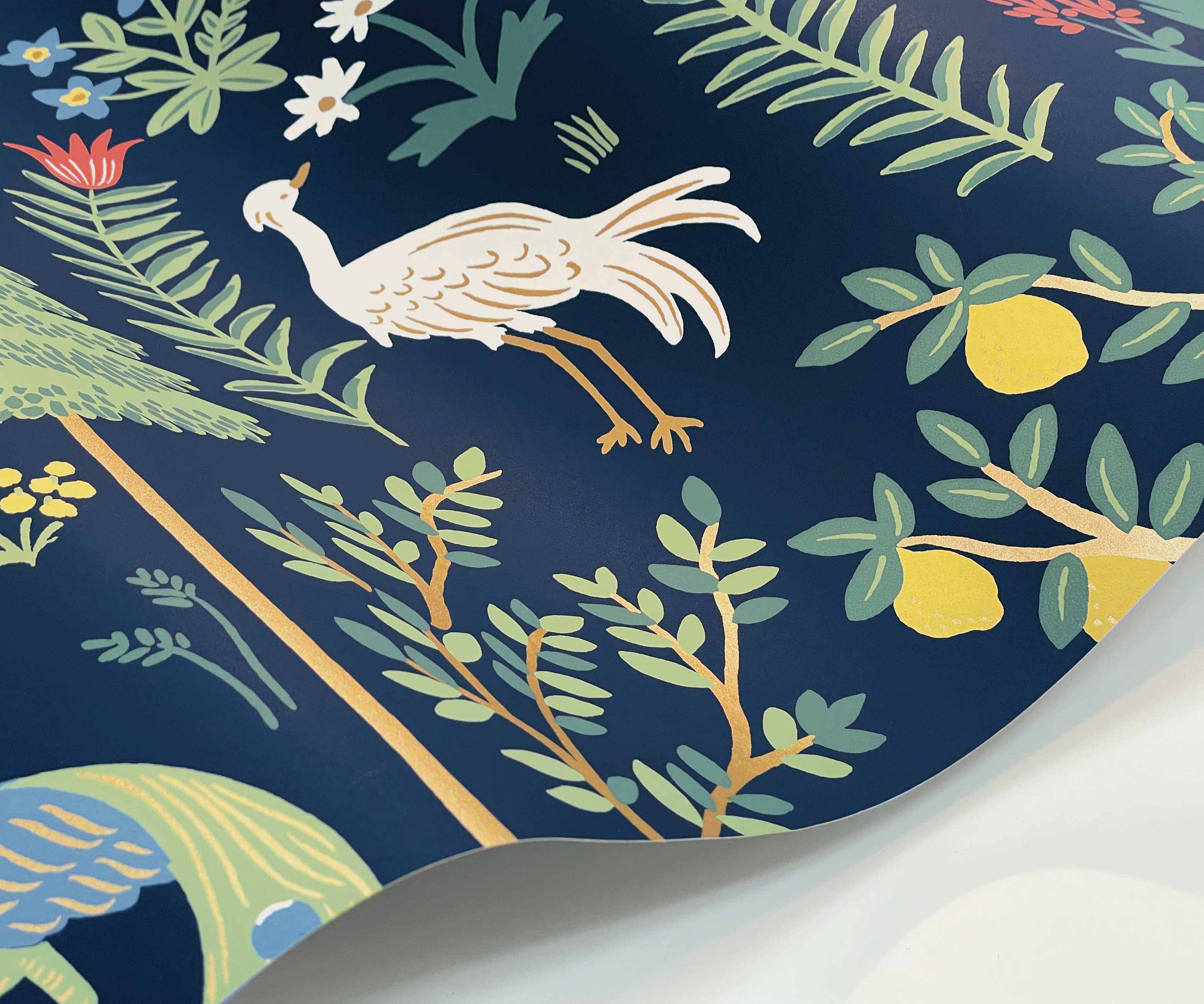Menagerie Wallpaper Sample - Navy - Image 2