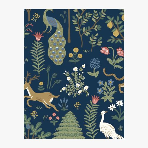 Menagerie Wallpaper Sample - Navy