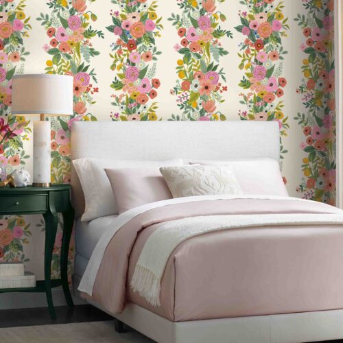 Alternative view of Garden Party Trellis Wallpaper - Rose Multi