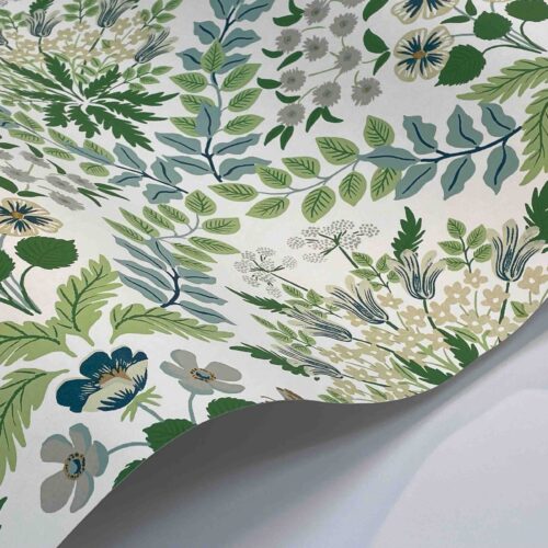 Alternative view of Bramble Wallpaper Sample - Blue & Green