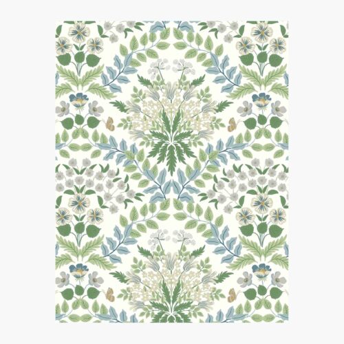 Bramble Wallpaper Sample - Blue & Green