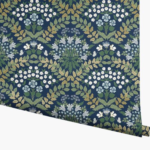 Bramble Wallpaper - Navy