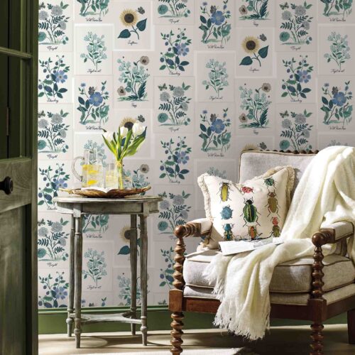Alternative view of Botanical Prints Wallpaper - Indigo