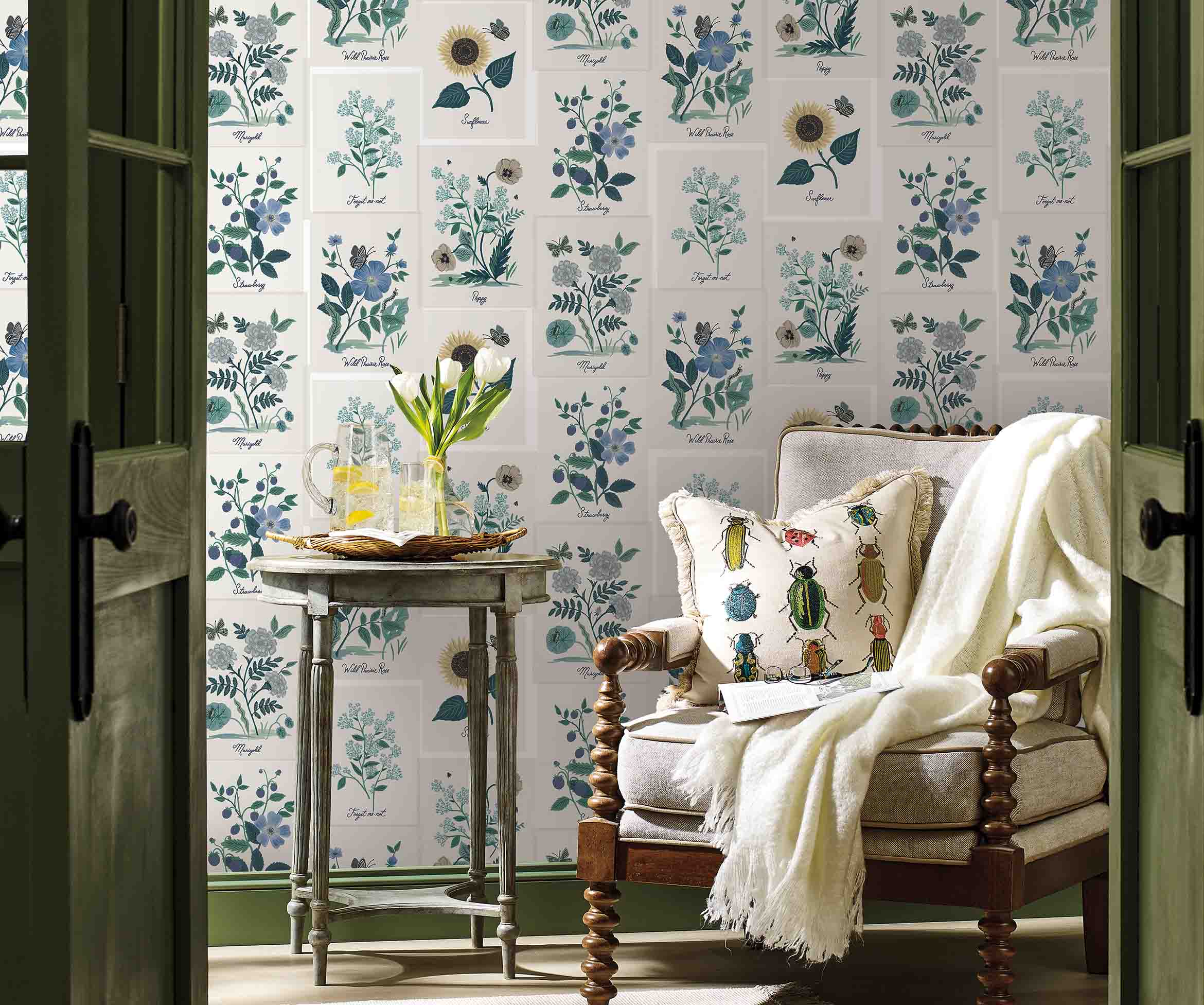 Botanical Prints Wallpaper - Indigo - Image 2
