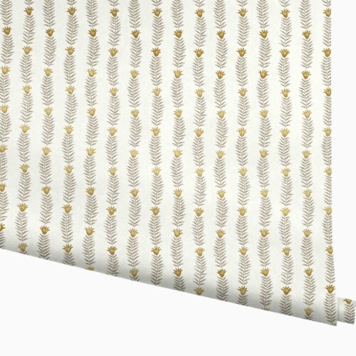 Eden Wallpaper - White & Metallic Gold