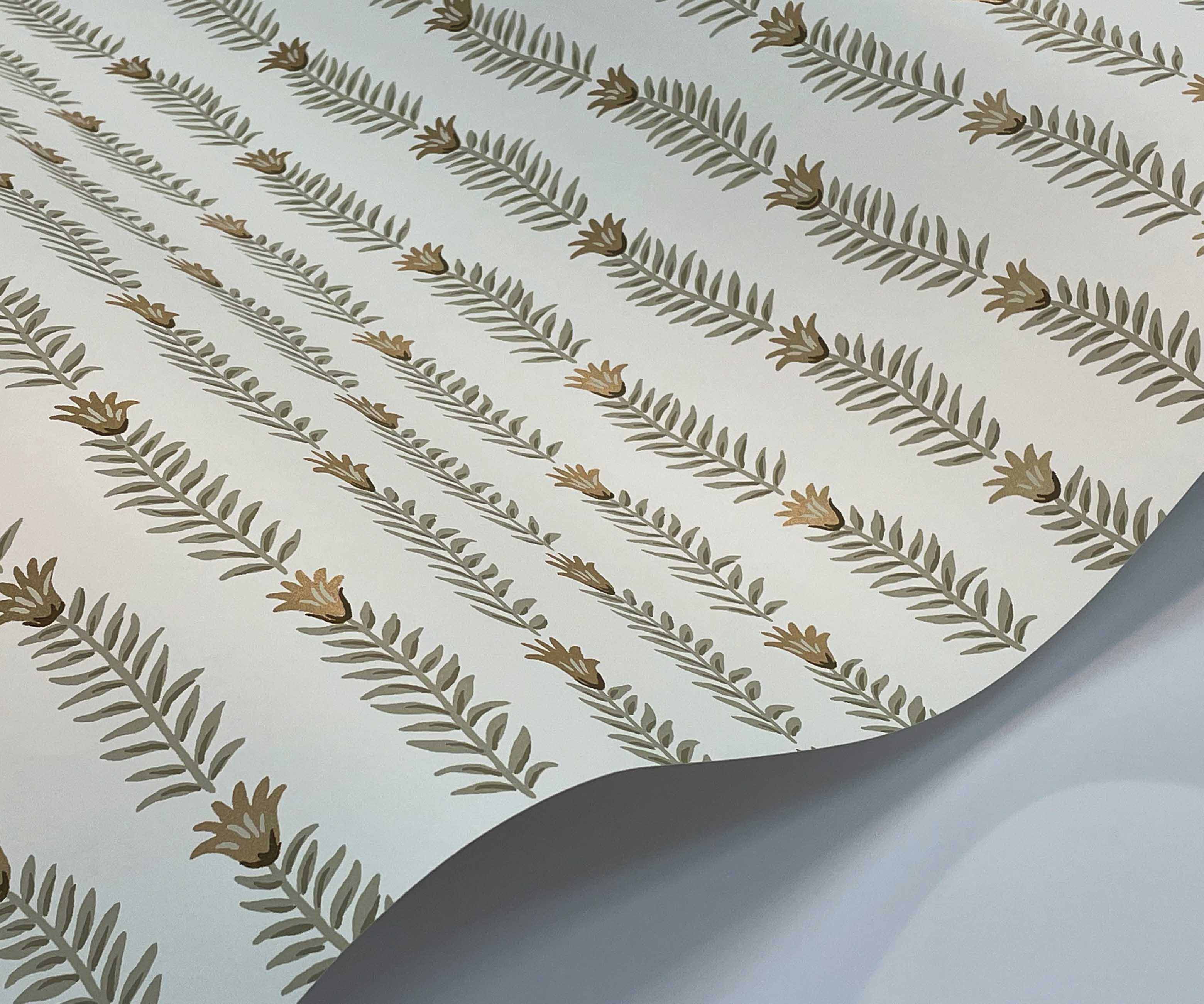 Eden Wallpaper Sample - White & Metallic Gold - Image 2