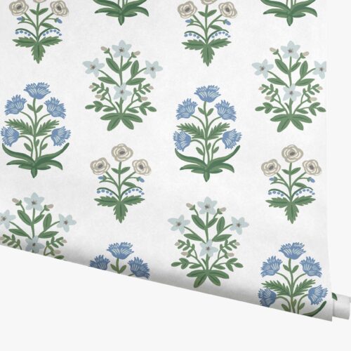 Mughal Rose Wallpaper - Indigo