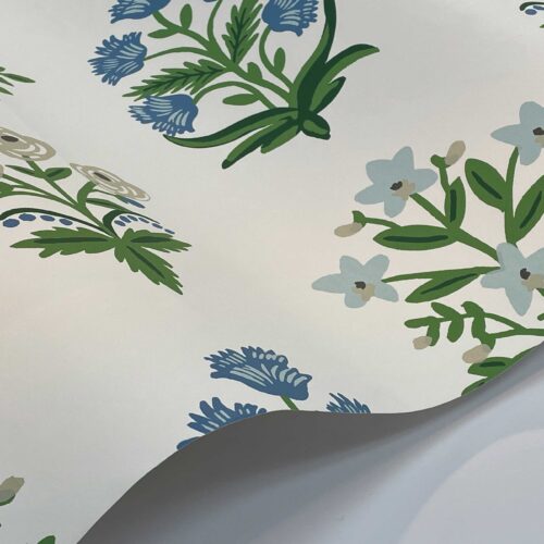 Alternative view of Mughal Rose Wallpaper Sample - Indigo