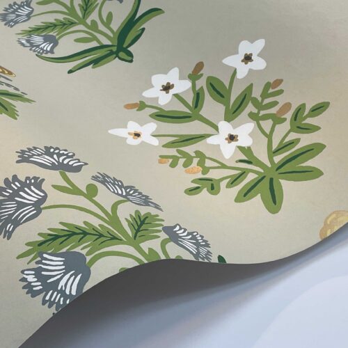 Alternative view of Mughal Rose Wallpaper Sample - Linen