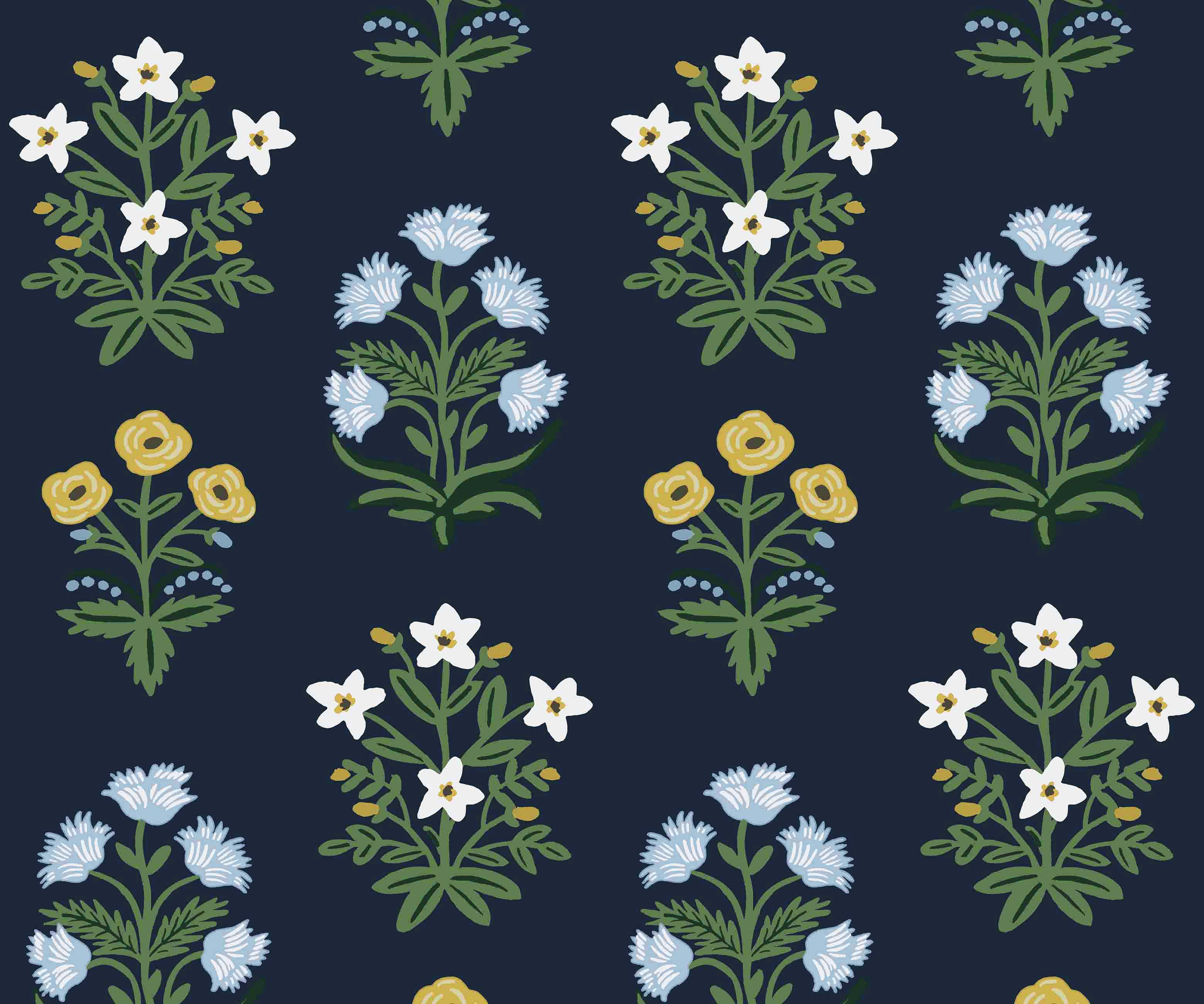Mughal Rose Wallpaper - Navy - Image 2