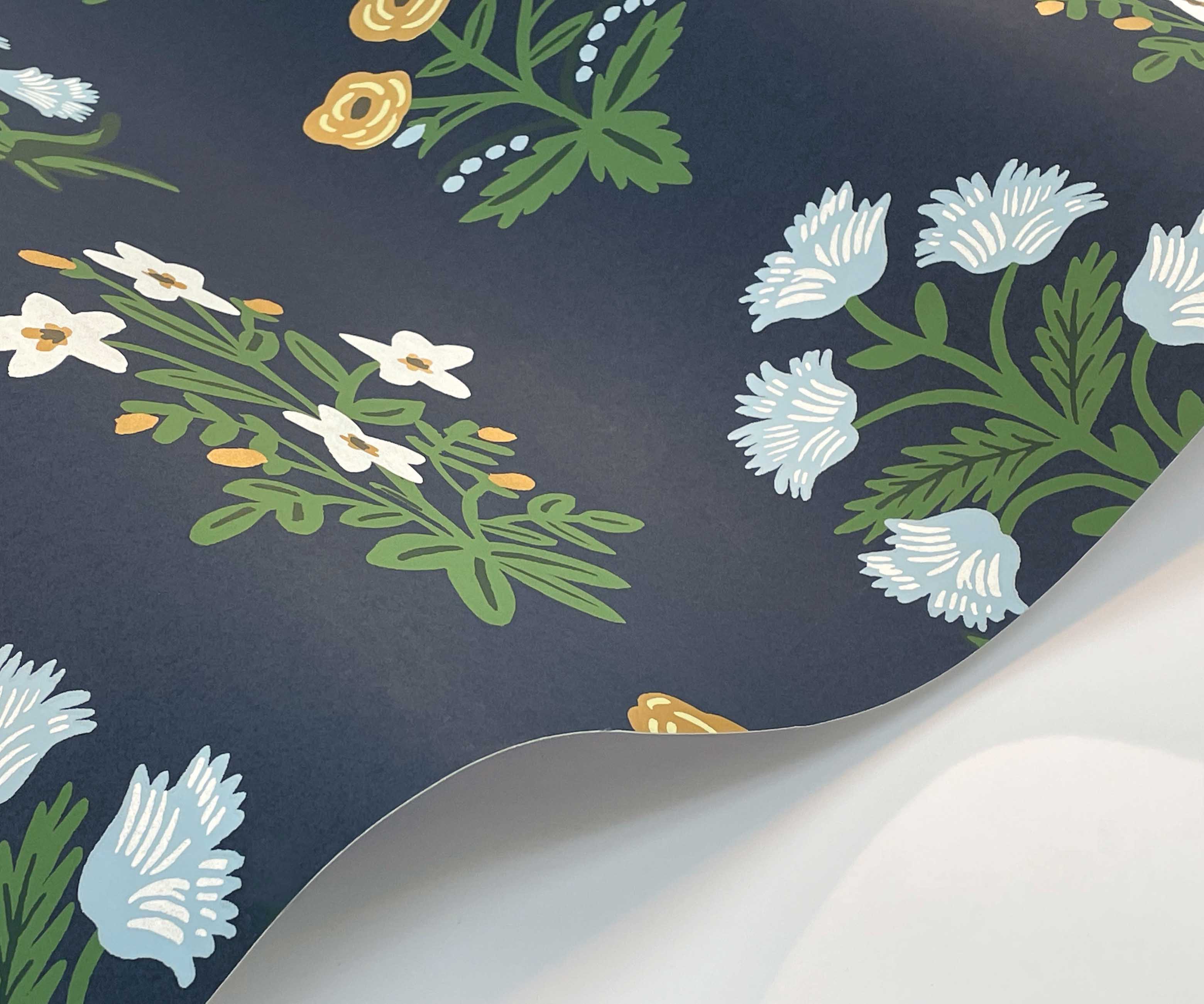 Mughal Rose Wallpaper - Navy - Image 3