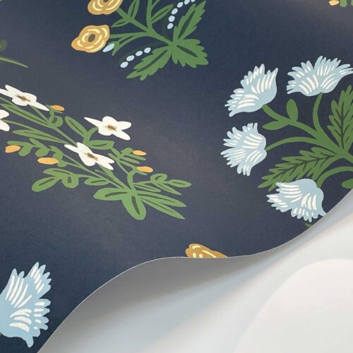 Alternative view of Mughal Rose Wallpaper Sample - Navy