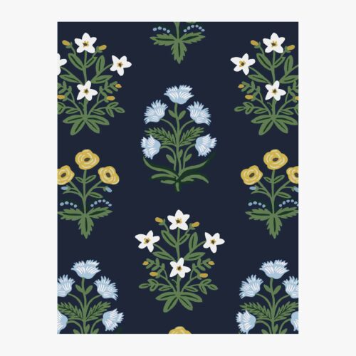 Mughal Rose Wallpaper Sample - Navy