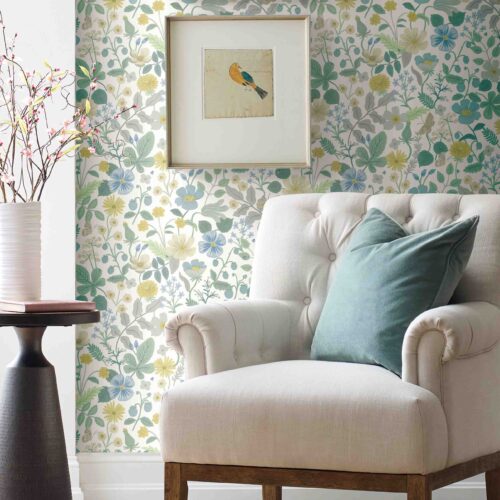 Alternative view of Strawberry Fields Wallpaper - Blue & Green
