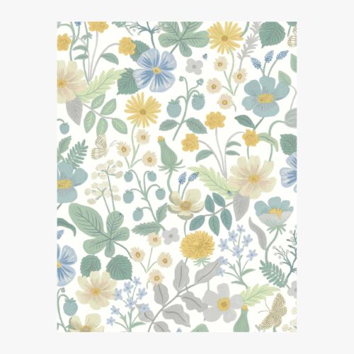 Strawberry Fields Wallpaper Sample - Blue & Green