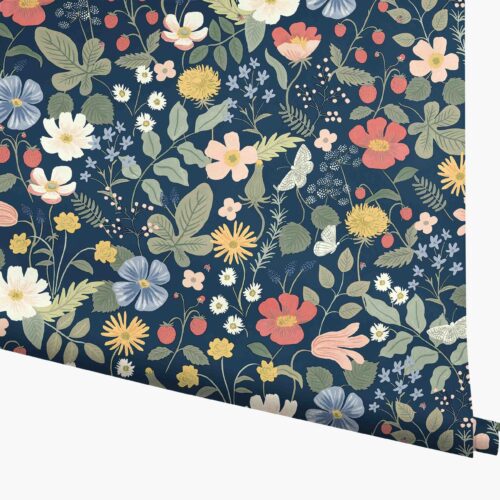 Strawberry Fields Wallpaper - Navy