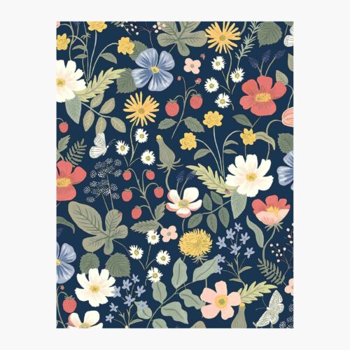 Strawberry Fields Wallpaper Sample - Navy