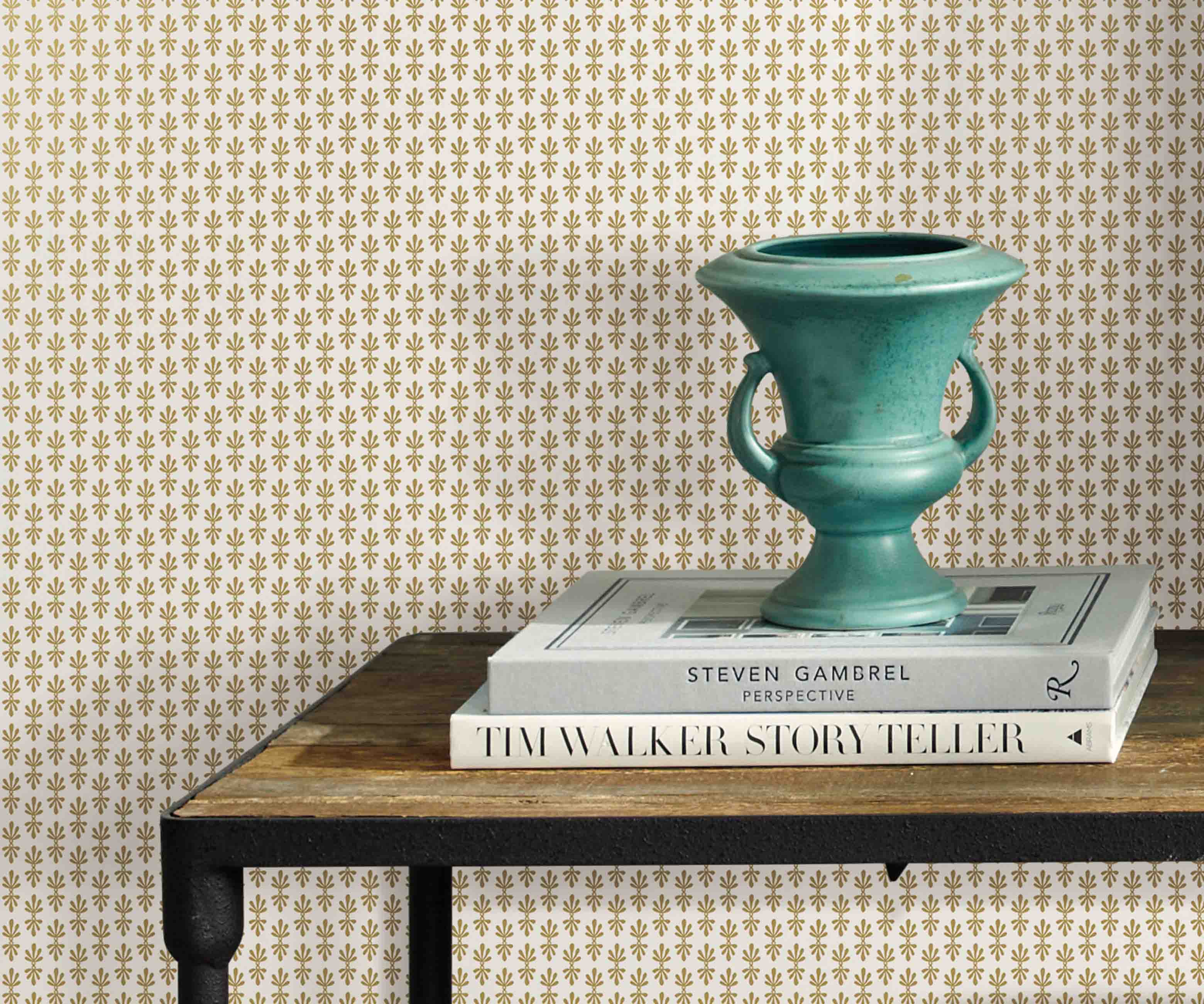 Petal Wallpaper Sample - White & Metallic Gold - Image 3