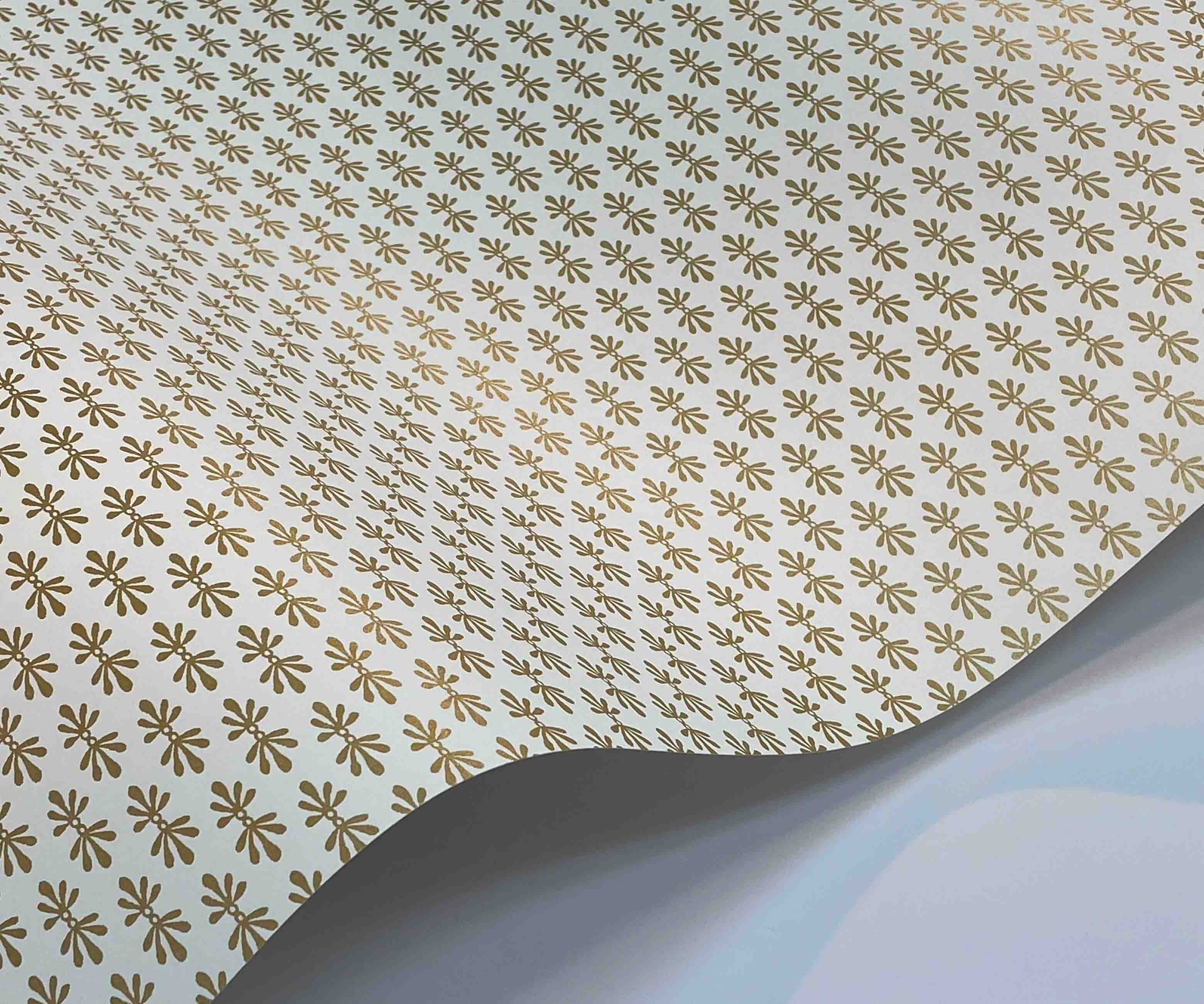 Petal Wallpaper Sample - White & Metallic Gold - Image 2