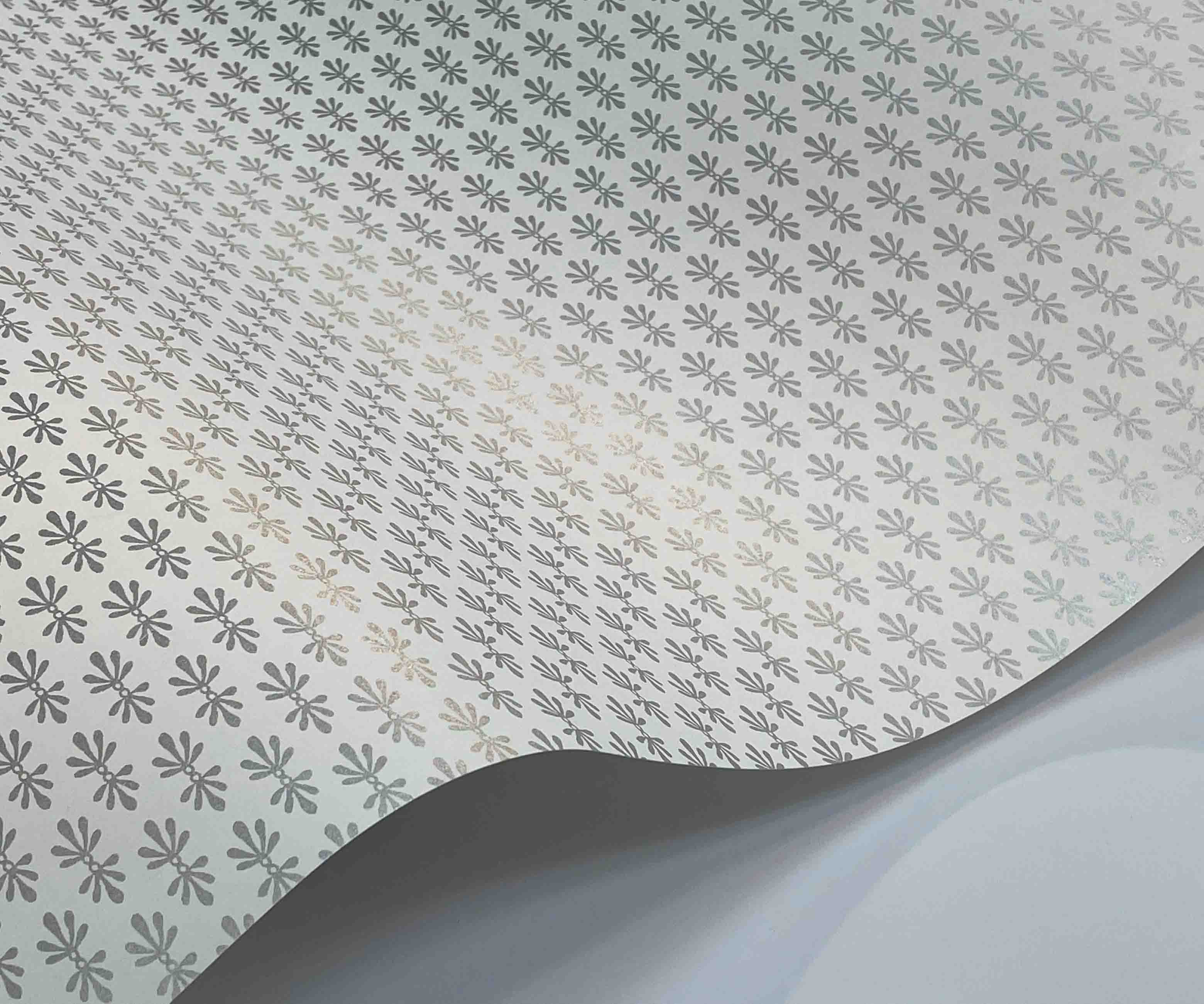 Petal Wallpaper - White & Metallic Silver - Image 3