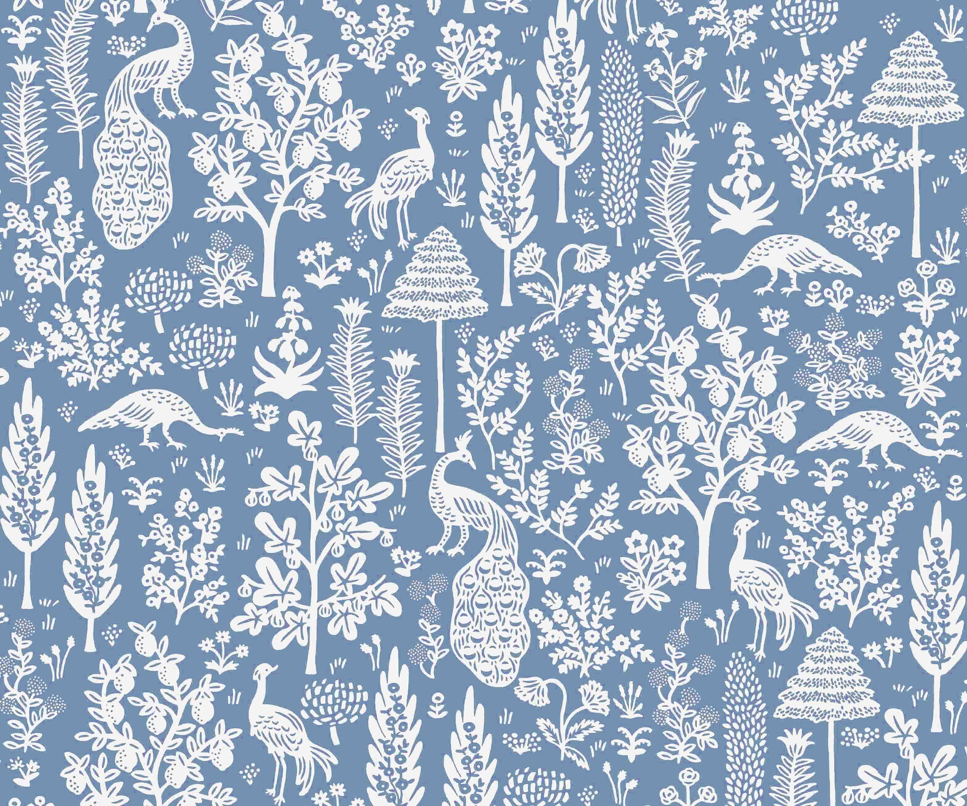 Menagerie Toile Wallpaper - Blue & White - Image 3