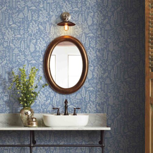 Alternative view of Menagerie Toile Wallpaper - Blue & White