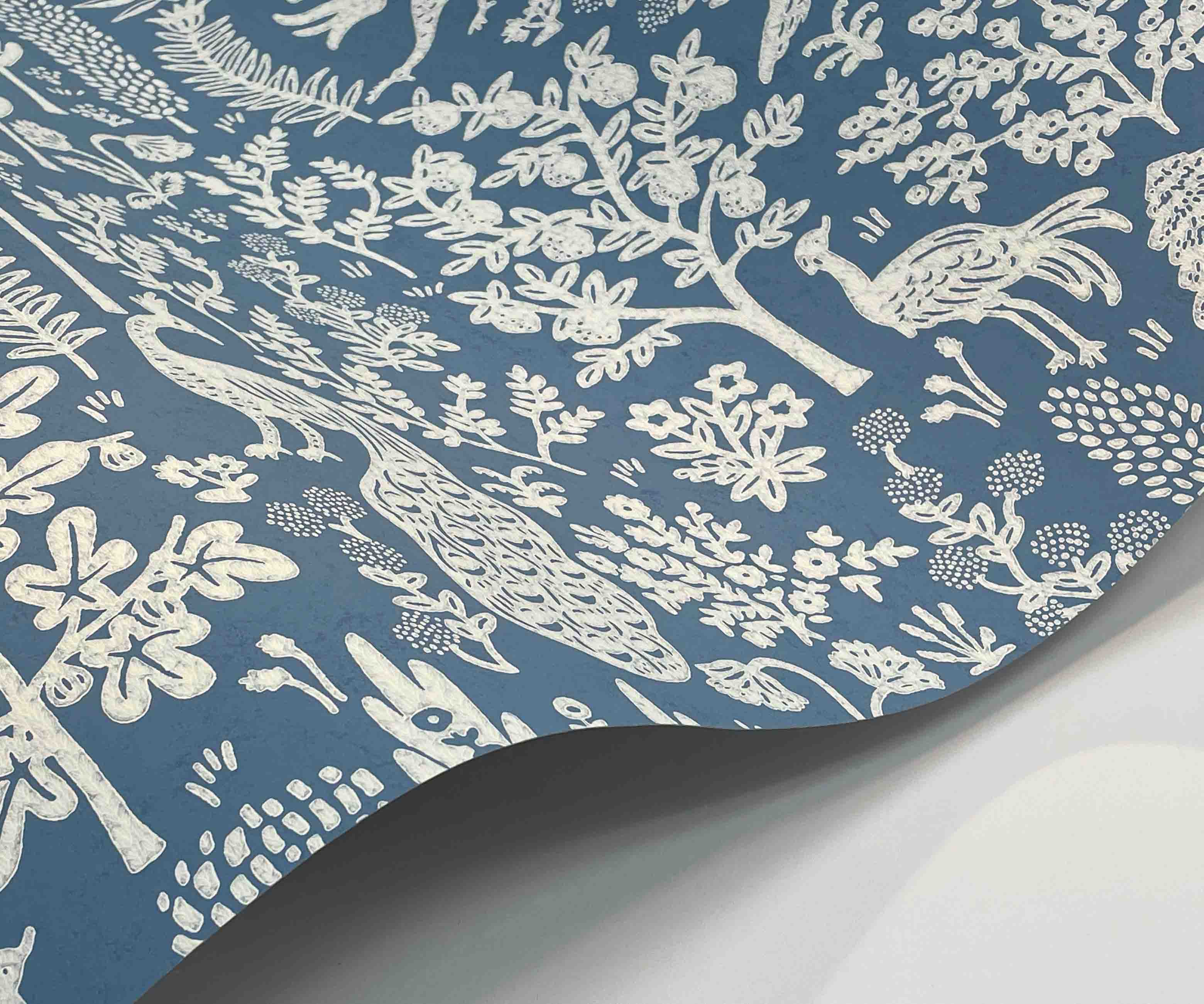 Menagerie Toile Wallpaper - Blue & White - Image 4