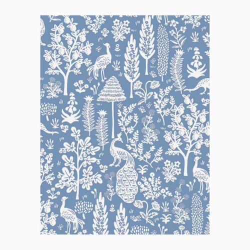 Menagerie Toile Wallpaper Sample - Blue & White