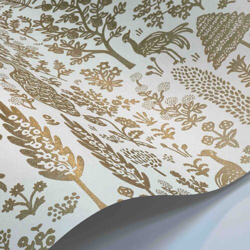 Alternative view of Menagerie Toile Wallpaper Sample - White & Metallic Gold