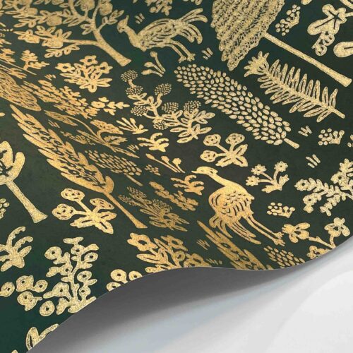 Alternative view of Menagerie Toile Wallpaper Sample - Emerald & Metallic Gold