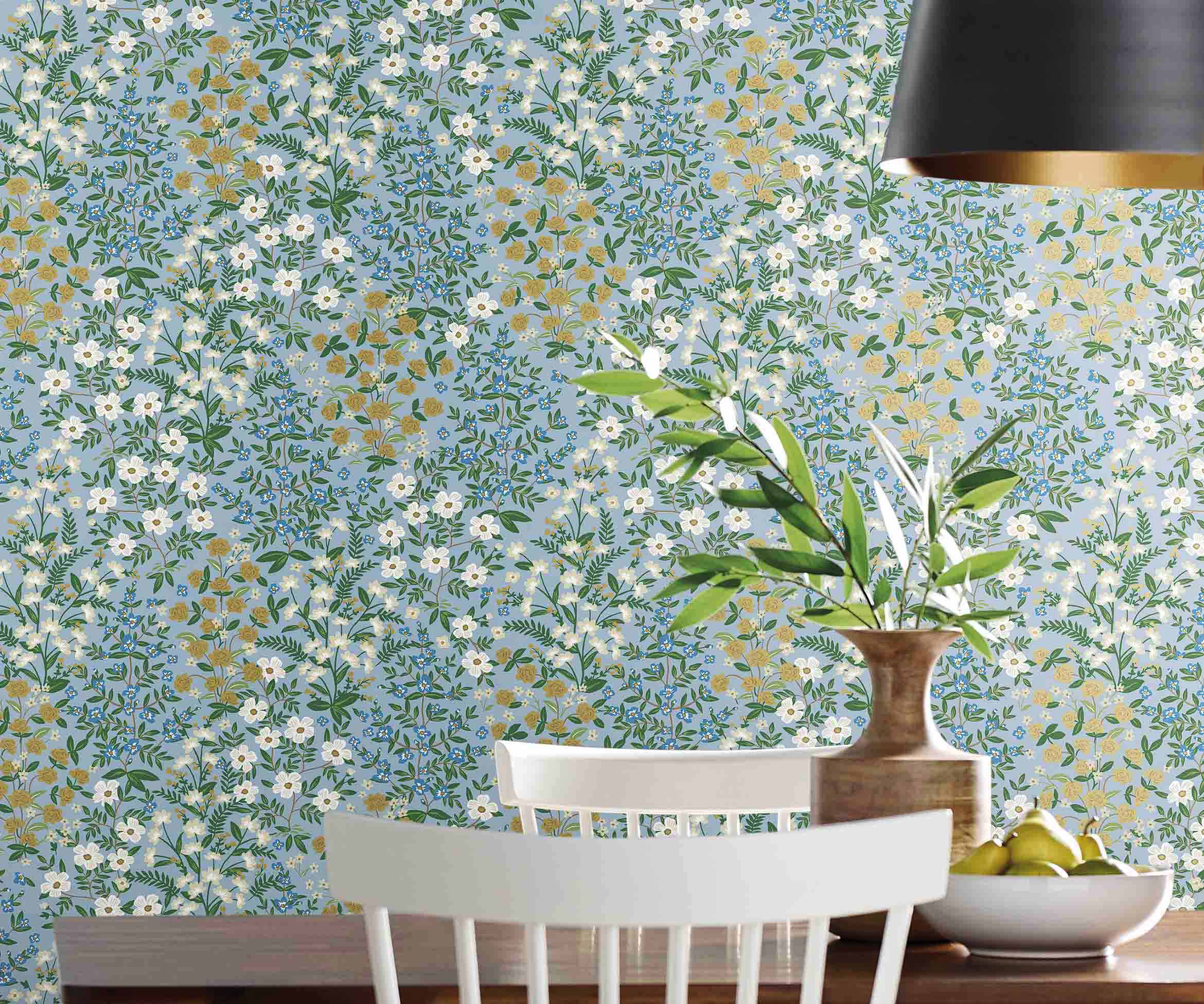 Wildwood Garden Wallpaper Sample - Blue - Image 3