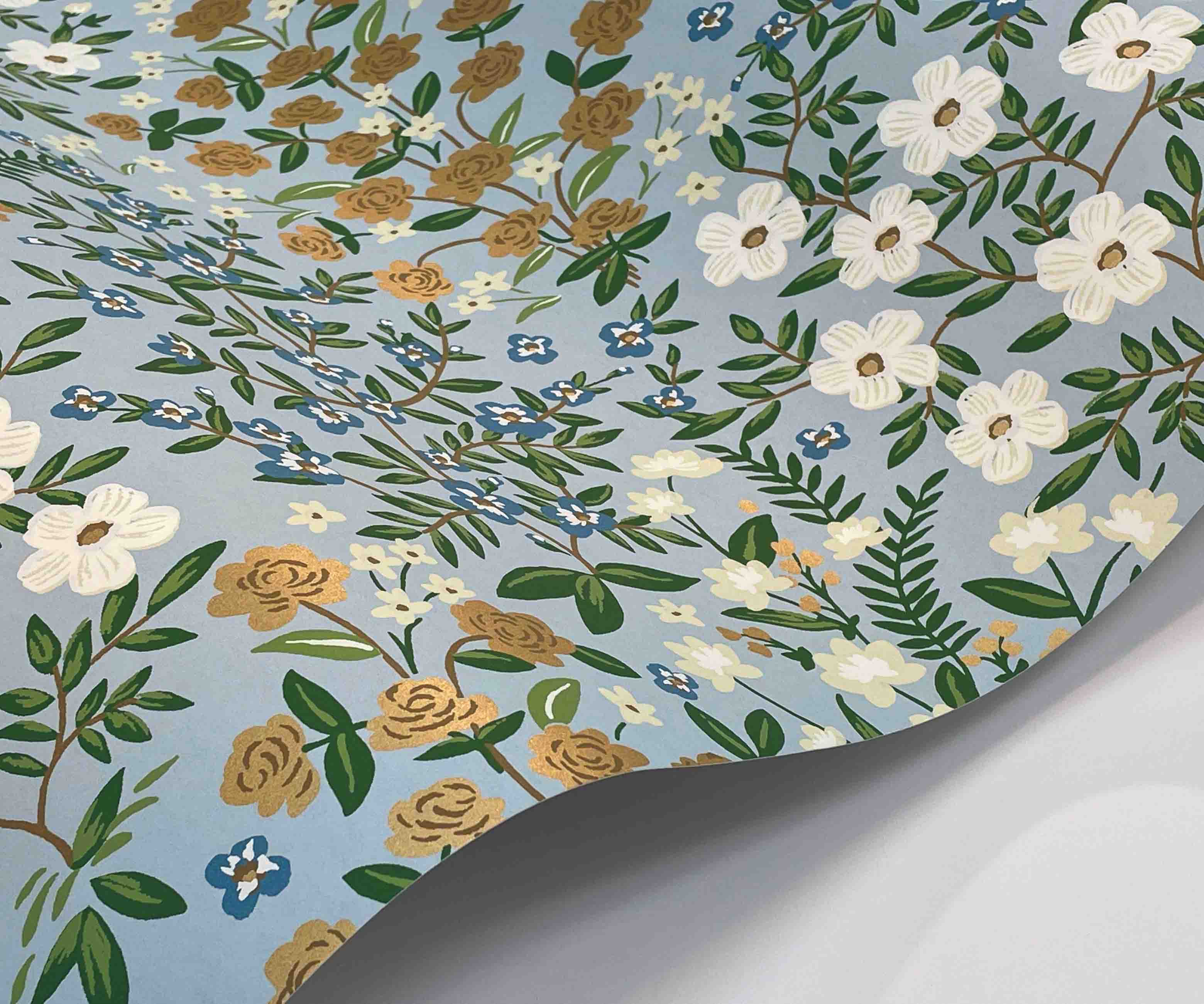 Wildwood Garden Wallpaper Sample - Blue - Image 2