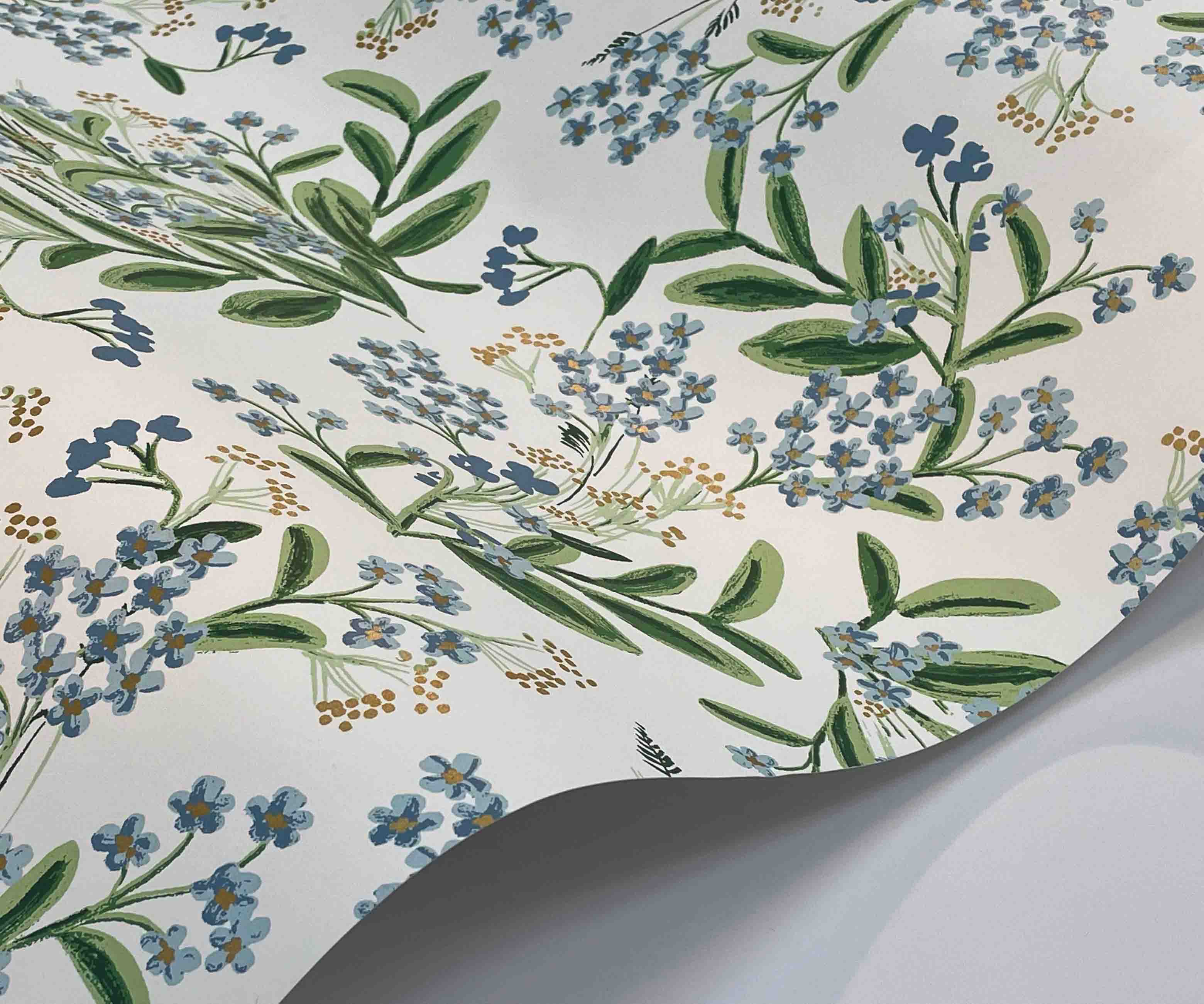 Cornflower Wallpaper Sample - White - Image 2