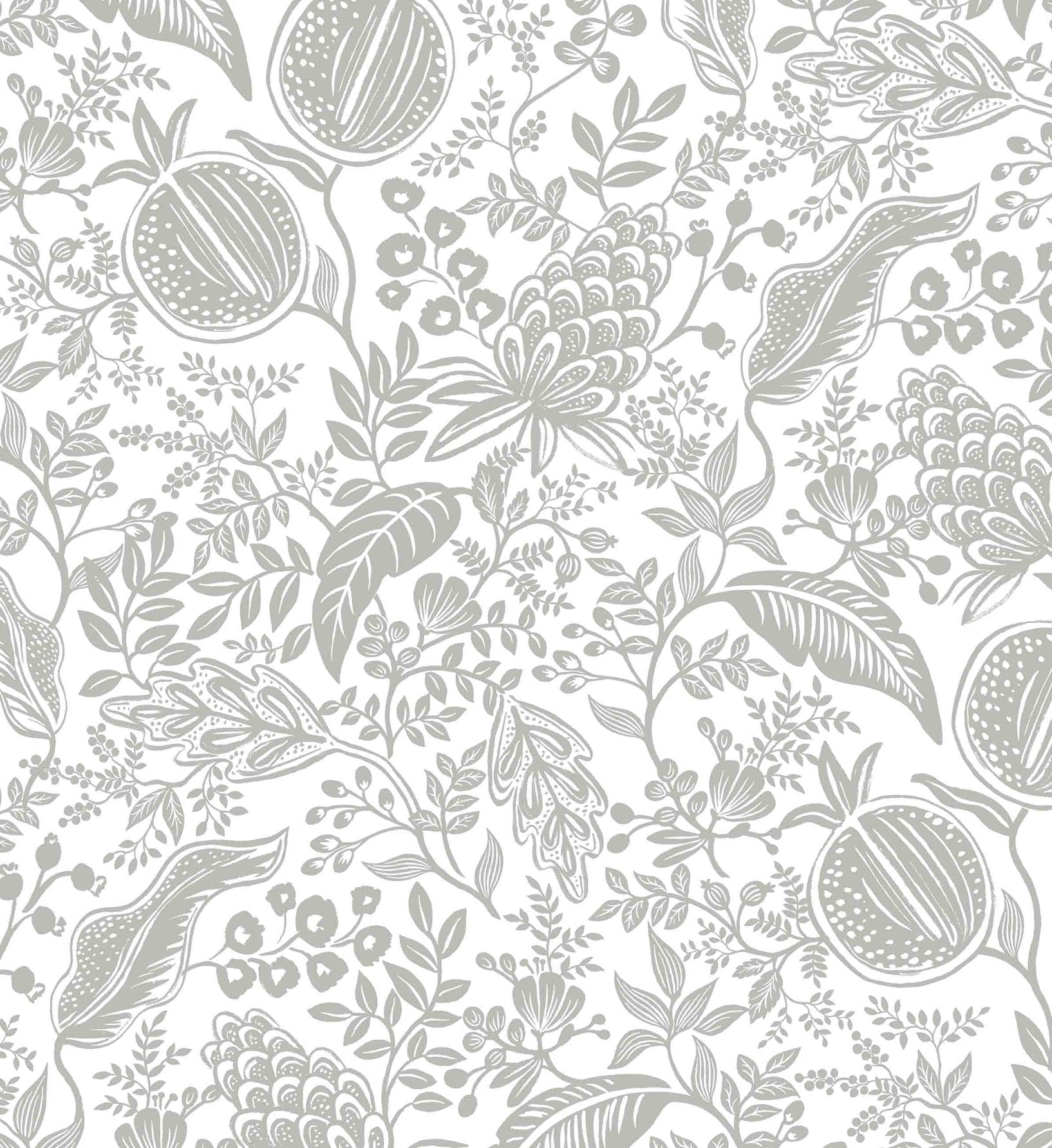 Pomegranate Wallpaper - White & Metallic Silver - Image 3