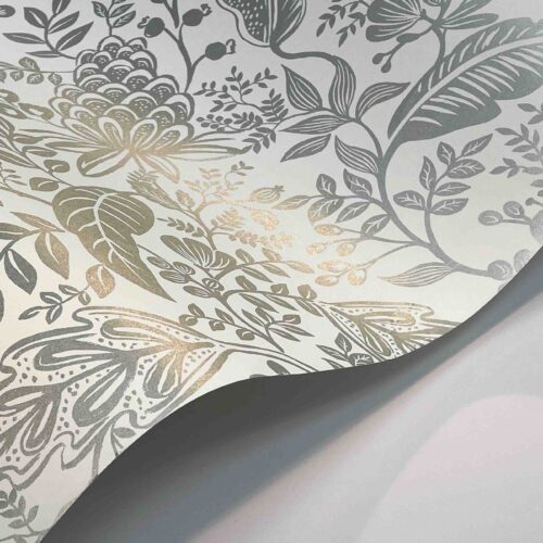 Alternative view of Pomegranate Wallpaper Sample - White & Metallic Silver