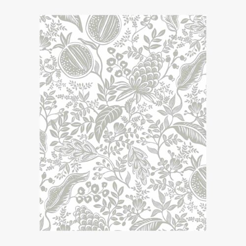 Pomegranate Wallpaper Sample - White & Metallic Silver