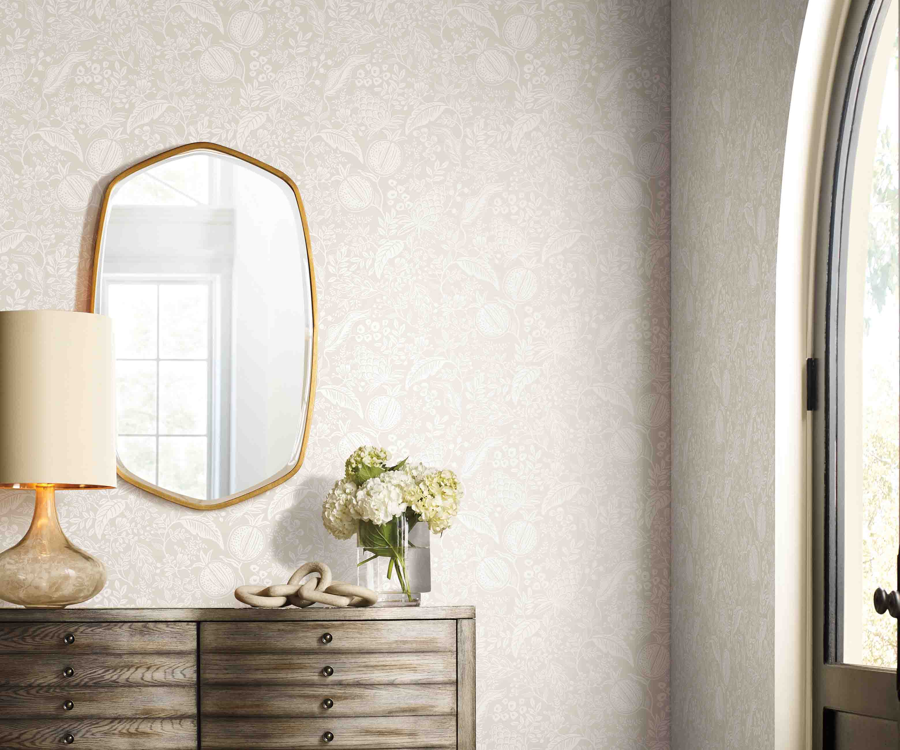 Pomegranate Wallpaper Sample - Beige & White - Image 3