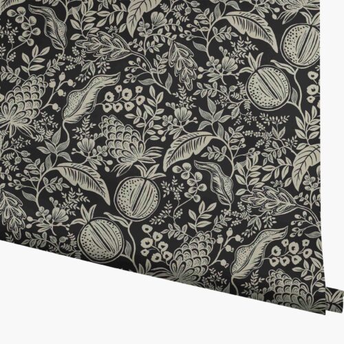 Pomegranate Wallpaper - Black & Linen